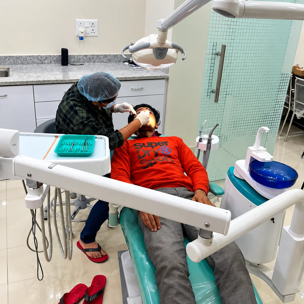 Dental treatment in progress